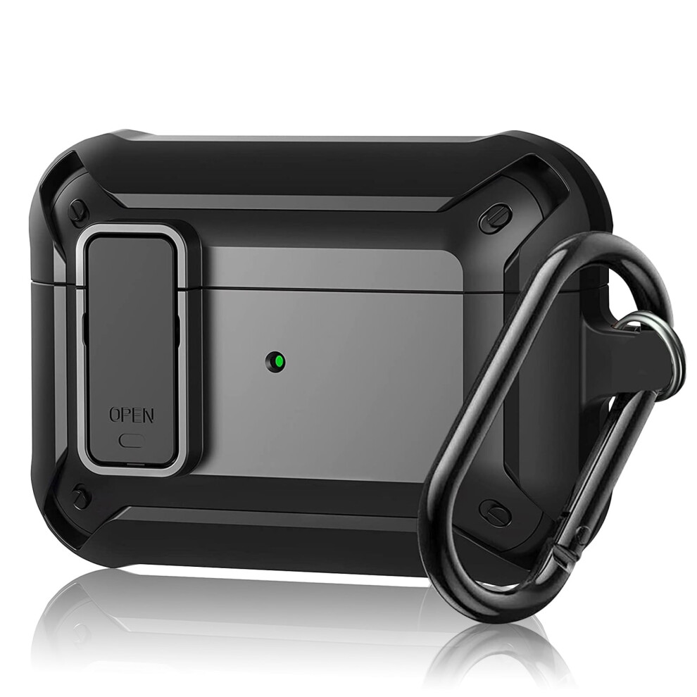 Military Armor Tpu Case With Keychain For Airpods Pro (2019), Shockproof, – Compatible With Airpods Pro Black 9130661887625