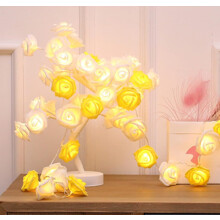 Guirlanda de luzes de fada com rosas – Funciona a bateria, compatível com decorações de Natal, casamento, aniversário e outras ocasiões