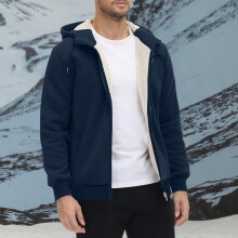 Men's Winter Sherpa-Lined Zip-Up Hoodie Jacket – Windproof, Thick Wool, Adjustable Hood & Pockets, Cold Weather Coat, Compatible with Daily Commute