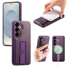 Compatibel met Samsung Galaxy S25 5G 6,2" hoesje met riemclip, holster en standaard, MagSafe magnetische telefoonhoesjes, paars, voor Galaxy S25 5G
