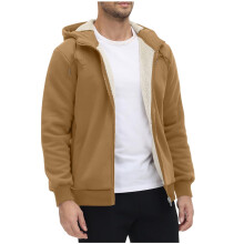 Men's Sherpa-Lined Hooded Jacket, Winter Warm Thickened Zip-Up Hooded Sweatshirt, Heavy Wool Coat