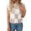 Damen Sommer Pullover mit Rundhalsausschnitt, kurzen Ärmeln und Farbblock-Design, Größe M 1