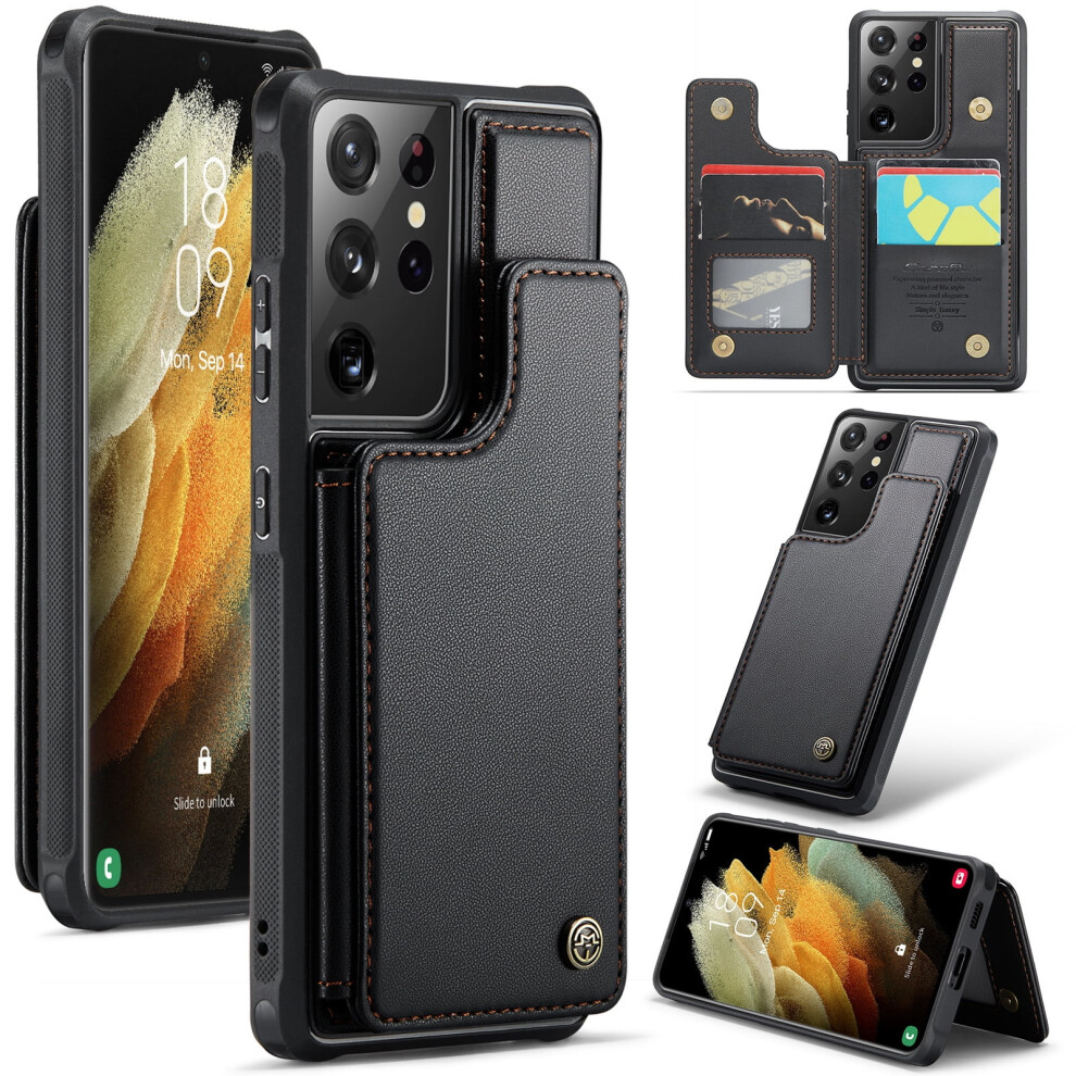 Caseme Leather Case For Compatible With Samsung S21 Ultra – Rfid Wallet, Kickstand, Magnetic Clasp, Shockproof 9130661889278