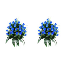 2 stk. kunstige silkeroser til gravsteder – værbestandige minneblomster med vase, kompatibel med utendørs bruk