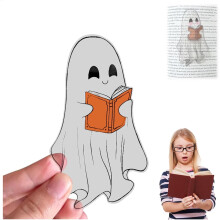 Conjunto de 5 Marcadores de Livro Fantasma Transparentes – À Prova D'Água, Seguros para as Páginas, Estilo Halloween e Gótico – Compatíveis