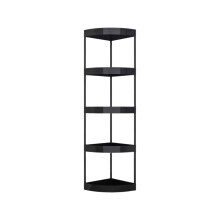 Bathroom Corner Storage Rack, Toilet Organizer, Removable Roller Shelf with Drainage Hole – Black & White, Plastic & Stainless Steel