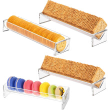 Plateau rectangulaire de 4 pièces en acrylique transparent pour crackers, macarons et biscuits – Idéal pour la maison, les mariages et les fêtes