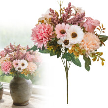 Kunstige blomster Kunstige roseblomster Roseblomsterbukett til bryllupsborddekorasjoner Hjemmekjøkkendekor