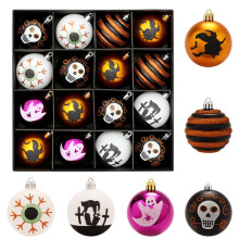 Lot de 16 boules de Noël décoratives pour Halloween, 24 x 6 cm, à suspendre, résistantes aux intempéries, en PET, pour fêtes intérieures et