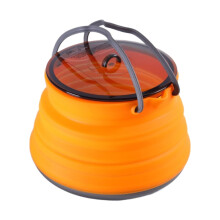 Chaleira dobrável de 1,5L para camping, ideal para fogueiras – ferve água e cozinha, perfeita para caminhadas, viagens e piqueniques ao ar livre.
