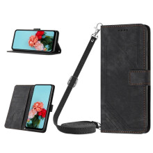 Leren flipcase compatibel met iPhone 16 Pro Max – Magnetisch, schokbestendig, kaarthouder, standaard, uitschuifbaar koord, zwart