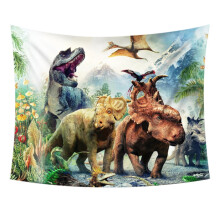 Dinosaur Wall Tapestry – Ancient Predator Forest Design for Living Room, Kids Bedroom & Dorm Decor