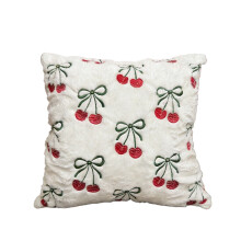 Decoratieve kussenhoezen voor woondecoratie, 18"x18" minimalistisch kersenmotief, geborduurd, pluche polyester.