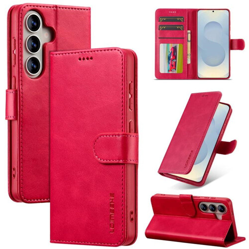 Capa flip LC.IMEEKE em couro PU compatível com Samsung Galaxy S26 5G de 6,3 polegadas, com fecho magnético, compartimento para cartão, suporte,