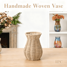 Vase en rotin, élégant panier tressé à la main pour la décoration du salon, vase en osier pour fleurs fraîches et séchées, idéal pour les