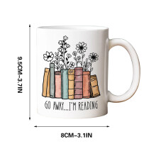 Mug en céramique à motif floral pour les amoureux des livres – Cadeau idéal pour les enseignants et les bibliothécaires, grand mug décoratif