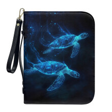 Turtle Print PU Leather Bible Cover for Women & Men – Multifunctional, Detachable Wristlet Strap, XL Size, Compatible with Standard Bibles