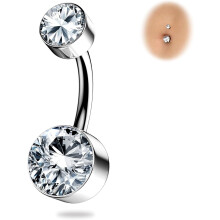 Real Solid G23 Titanium Belly Button Rings - 14G Internally Threaded 10mm Belly Ring Round Star Teardrop CZ Navel Rings for Women