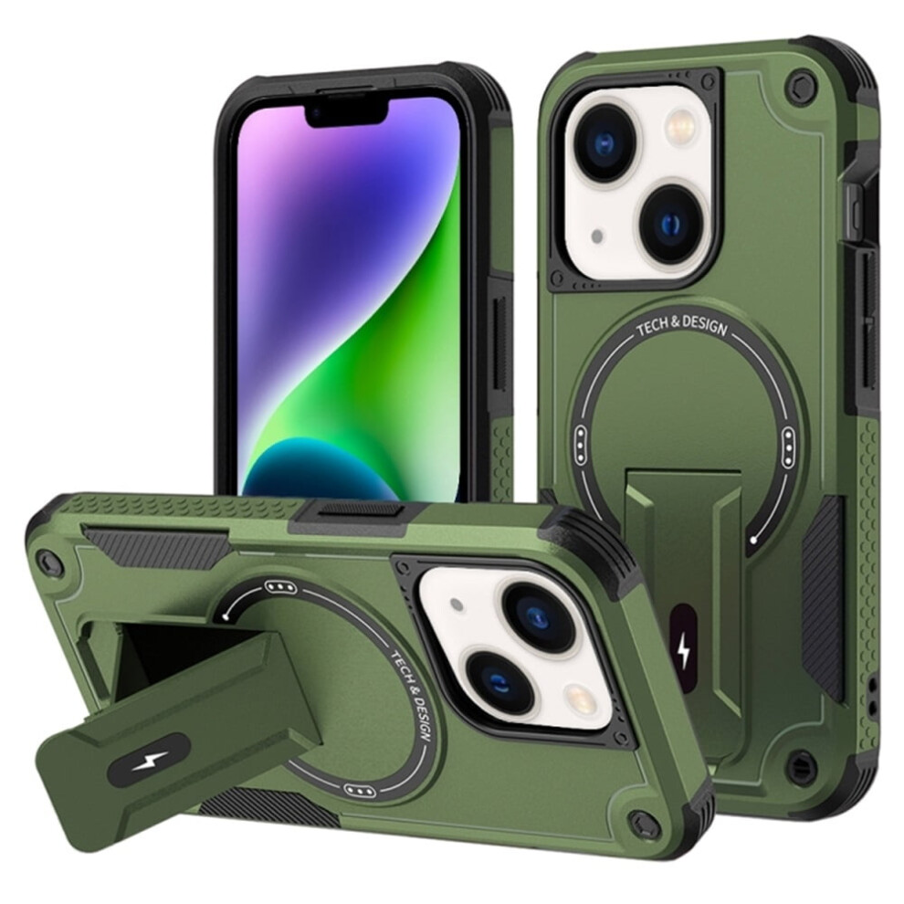 Iphone 14 Plus 6.7" Case [Compatible With Magsafe] Â Military-Grade Shockproof Tpu Cover With Built-In Stand, Green 9170372100774