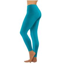 Yoga legging voor dames met hoge taille en buikcontrole, lichtblauw, wijde pijpen, geschikt voor hardlopen en sporten.