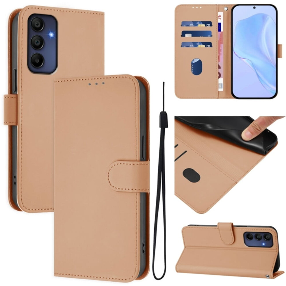 Pu Leather Wallet Case Compatible With Samsung Galaxy A16 4G / 5G Â Magnetic Flip Folio, 3-Card Slot & Wrist Strap, Nude Cream 9170372103102