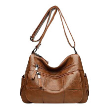 Damen-Umhängetasche aus Leder – Großes Fassungsvermögen, mehrere Fächer, Doppelreißverschluss, modische Schultertasche für Dates, Shopping