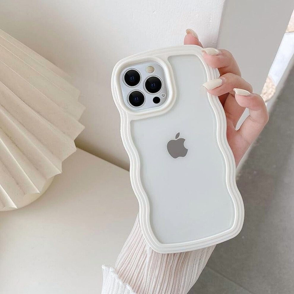 Qltypri Case Compatible With Iphone 13/14 (6.1"), Clear Curly Wave Frame, Soft Tpu Shockproof Coverâ White 9165521601516