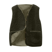 Women's Fashion Casual Loose Short Lamb Wool Fleece Vest for Autumn and Winter, Dark Green, Size XXXXXL