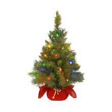 Pre-Lit 2 Ft Mini Christmas Tree with Lights, Tabletop Artificial Tree Decor, Includes Cloth Bag Base – Compatible with Indoor Use
