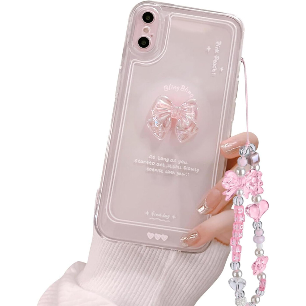 Compatible For Compatible With Iphone X/Xs Cute 3D Bowknot Slim Clear Aesthetic Design Women Teen Girls Camera Lens Protection Phone Cases Cover Pink 9165521603237