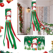 Manica a vento natalizia con pupazzo di neve, 101 cm (40 pollici) da appendere all'esterno con bandierina "Merry Christmas" per patio, giardino,