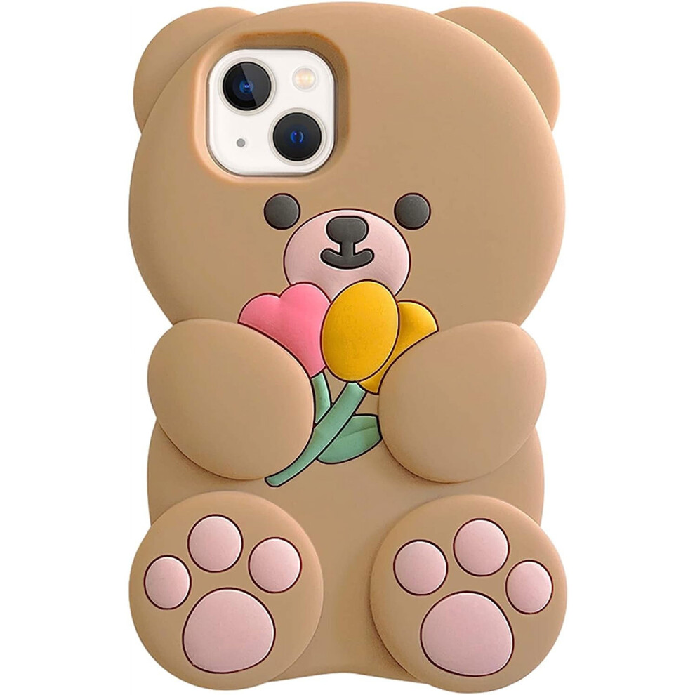 Phone Case For Iphone 11 Â 3D Silicone Tulip Bear Bumper Cover, Soft Rubber, Thick Protective, Compatible With Iphone 11 Brown 9165521603596