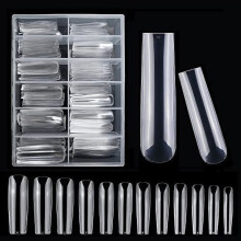Ovale, middelgrote plaknagels, lichtrode kleurovergang met 3D-strik/hart/ster, volledige ombre-look, 24 stuks acryl kunstnagels voor vrouwen