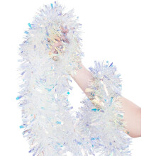 Guirlande de Noël en guirlande métallique irisée de 6 m (20 pi) pour sapin de Noël, cheminée et décoration intérieure