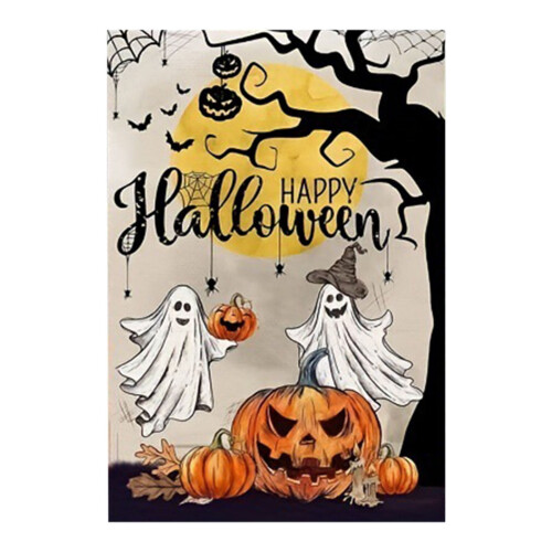 Τρομακτική Σημαία Κήπου για το Halloween από Λινό Διπλής Όψης – Εορταστική