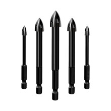 2026New5PCS Jeu de 5 forets triangulaires universels en alliage (3–7 mm), compatibles avec le verre, la céramique, le carrelage, les murs et le