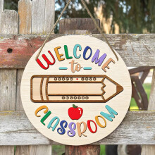Panneau de porte personnalisé pour enseignant·e - Décoration de bienvenue personnalisée pour la classe avec nom (20 cm) - Idéal pour les