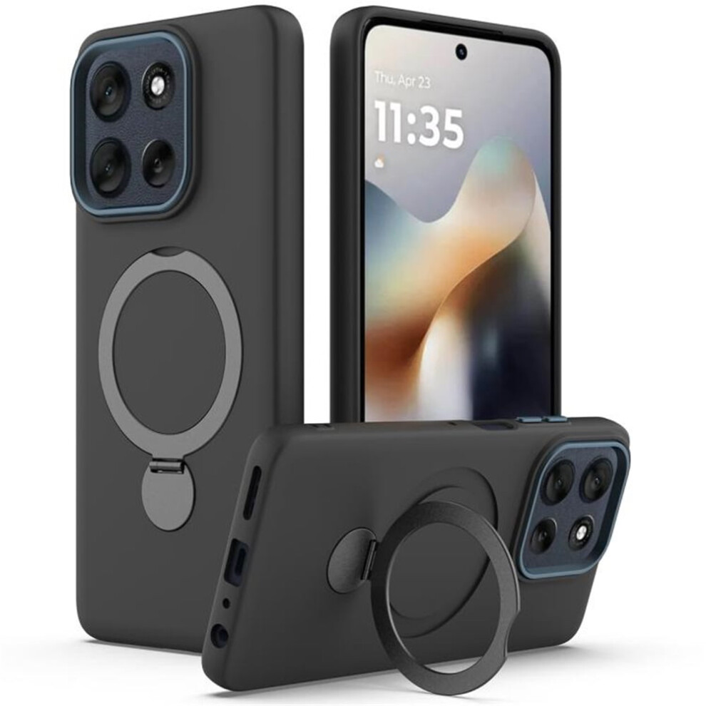 For Motorola Moto G86 / G100 Pro 5G Case (Compatible With Magsafe) With Invisible Magnetic O-Ring Stand Military-Grade Shockproof Phone Case, Black 9405492225701
