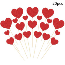 Glitter Heart Cake Topper Valentine's Day 20 Pack