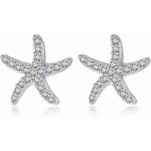 Massief 925 sterling zilveren oorbellen met zirkonia in de vorm van een zeester voor vrouwen en tieners, strandoorbellen, zeevisoorbellen