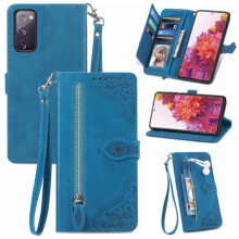 Compatible with Samsung Galaxy S20 Plus 5G 6.7" PU Leather Magnetic Flip Wallet Case with Lanyard, Wristlet & Zipper Card Holder