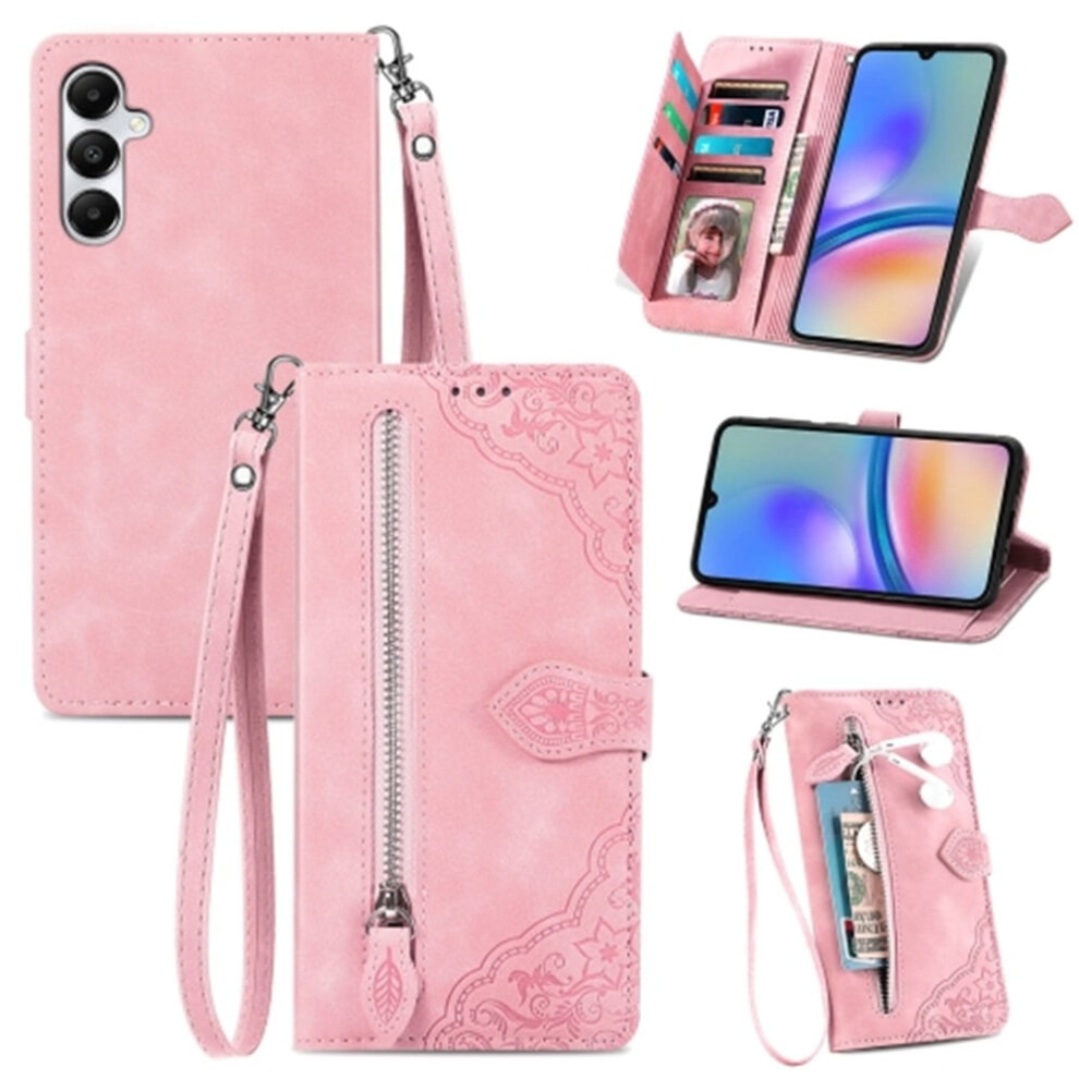 Compatible With Samsung Galaxy A05s 6.7" Pu Leather Magnetic Flip Wallet Case With Lanyard, Wristlet & Zipper Card Holder 9405492226081