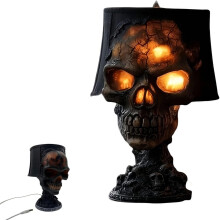 Lampe de table en pierre de lave en forme de crâne pour Halloween, rechargeable par USB, idéale pour la chambre et la salle de jeux.