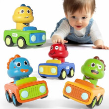 Druk-en-rij dinosaurus auto speelgoed voor 1-jarige jongens | Eerste verjaardagscadeau | Babyspeelgoed 12-18 maanden | Peuters 1-2 jaar | Auto's voor