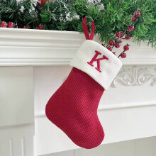 7 inch mini gebreide kerstsok met monogram – Gepersonaliseerde initialen, feestelijke decoratie, geschikt voor kerstfeestjes