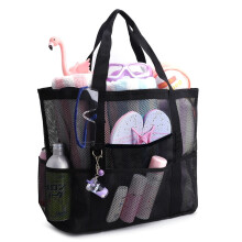 Strandtas van mesh, grote strandtas geschikt voor gezinsuitjes en buitenreizen voor speelgoed en vakantiebenodigdheden, unisex