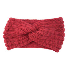 Knitted wool headband cross style maroon women 1 piece