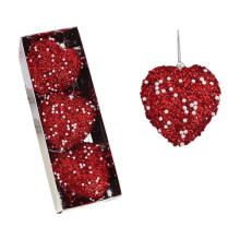 Lot de 3 décorations en forme de cœur, pour sapin de Noël et décoration intérieure, cadeau idéal pour la Saint-Valentin – Convient à une