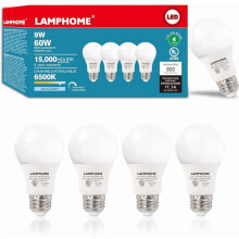 Lot de 4 ampoules LED blanc froid - Éclairez votre chambre et votre salon, équivalent 60 W, 6500 K, 9 W, durée de vie de 15 000 heures, culot E26