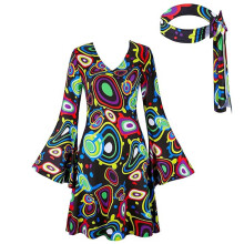 Disco-Outfit für Damen, 70er-Jahre-Hippie-Kostüm, Disco-Kleid für Damen, Halloween-Cosplay-Kleidung, Übergröße